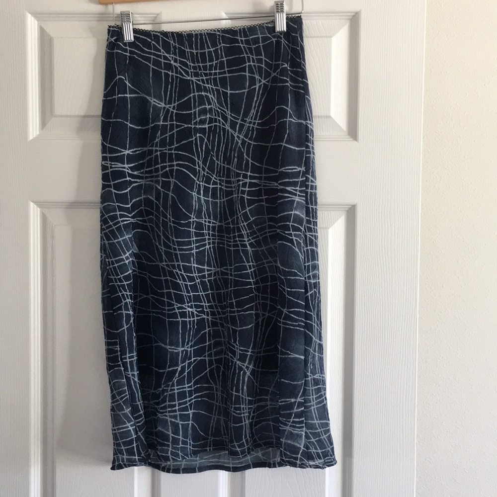 Navy with light blue skirt